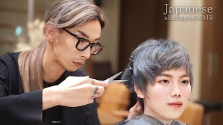 ASMR enchanting transformation power! Charismatic hairdresser's highest peak short cut & shampoo screenshot 5