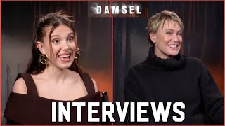 DAMSEL Interview! Millie Bobby Brown &amp; Robin Wright. Millie on TWILIGHT, TVD, NORMAL PEOPLE! Netflix