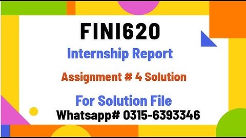 FINI620 Assignment 4 solution internship report  fini620 #fini620 #solution