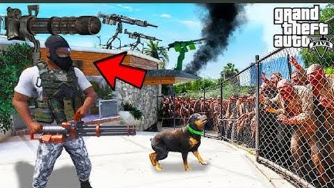 Franklin Defending His House from Zombies in GTA 5 Shinchan and Chop 