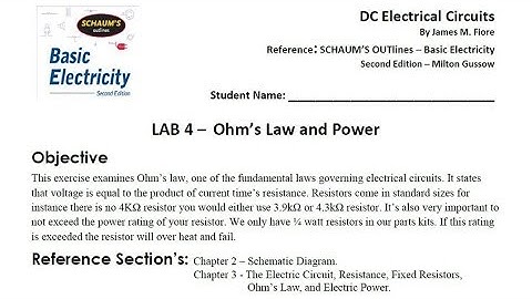 DC Electrical Circuits Lab 4 - Ohm