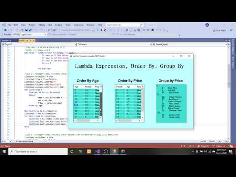 Lambda Expression,Order By, dan Group By