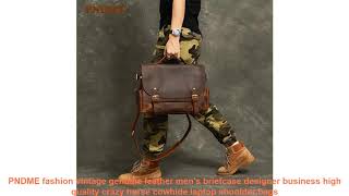 PNDME fashion vintage genuine leather men's briefcase designer business high quality crazy horse co screenshot 5
