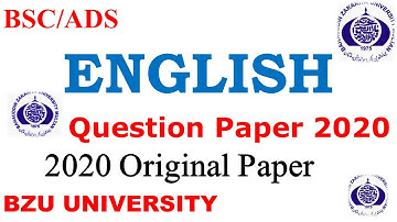 BSC ADS ENGLISH 2020 Original Question Paper 2020 Paper BZU University Past Papers Instructor M Umar