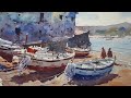 FULL Watercolor Demo - Boats & Beach at Cadaques, Spain