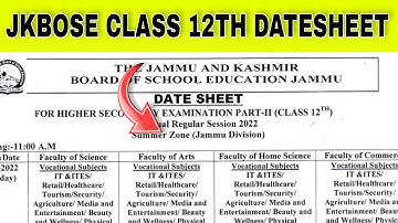 JKBOSE Class 12th date sheet jammu division 2022 out : summer zone