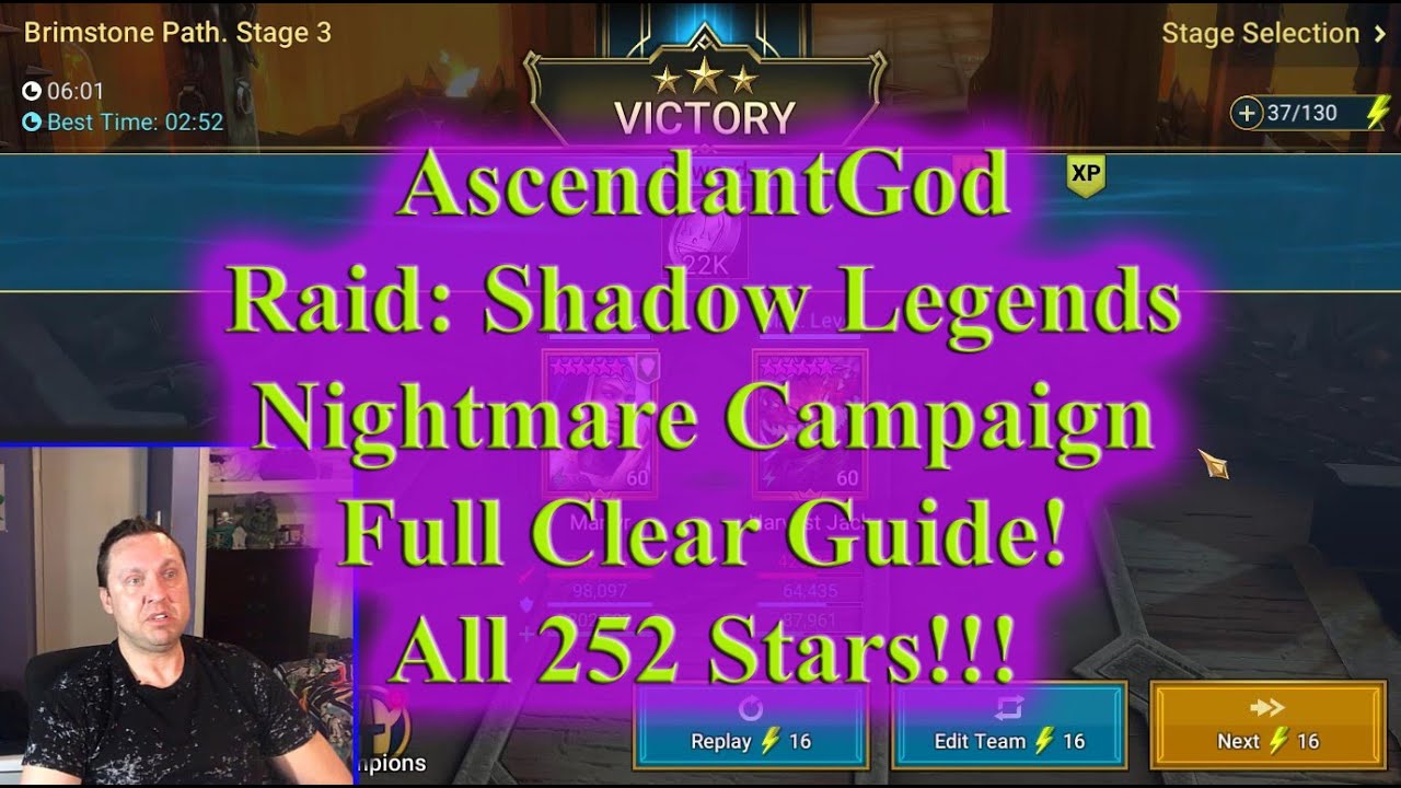 Raid Shadow Legends Nightmare Campaign Full Clear Guide All 252 Stars Youtube