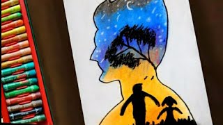 how to draw fathers day _drawing with oil pastel