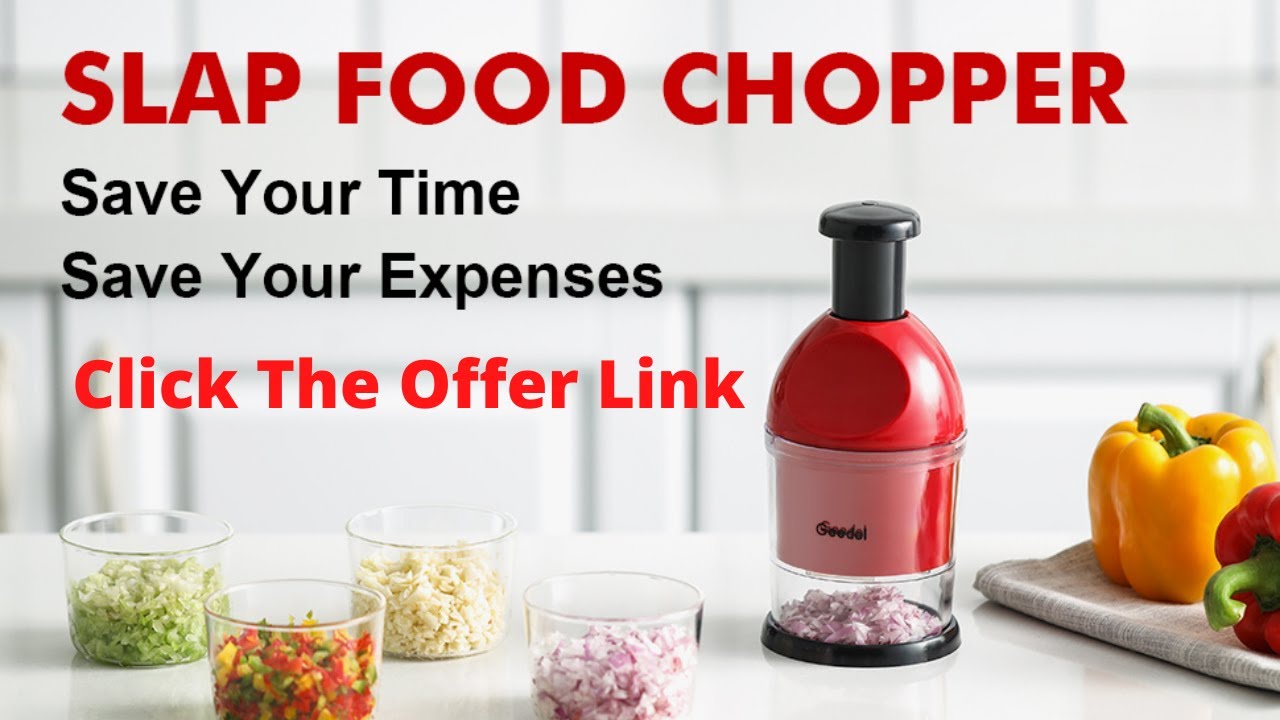 Geedel Food Chopper, Easy to Clean Manual Hand Vegetable Chopper Dicer,  Dishwasher Safe Slap Onion Chopper for Veggies Onions Garlic Nuts Salads Red