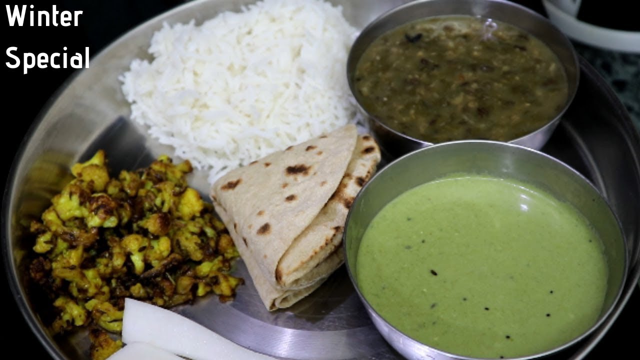 Winter Special THALI ..Must Watch..|| Chane ke sag ki dal, Bathua ka Raita || INDIAN DINNER ROUTINE