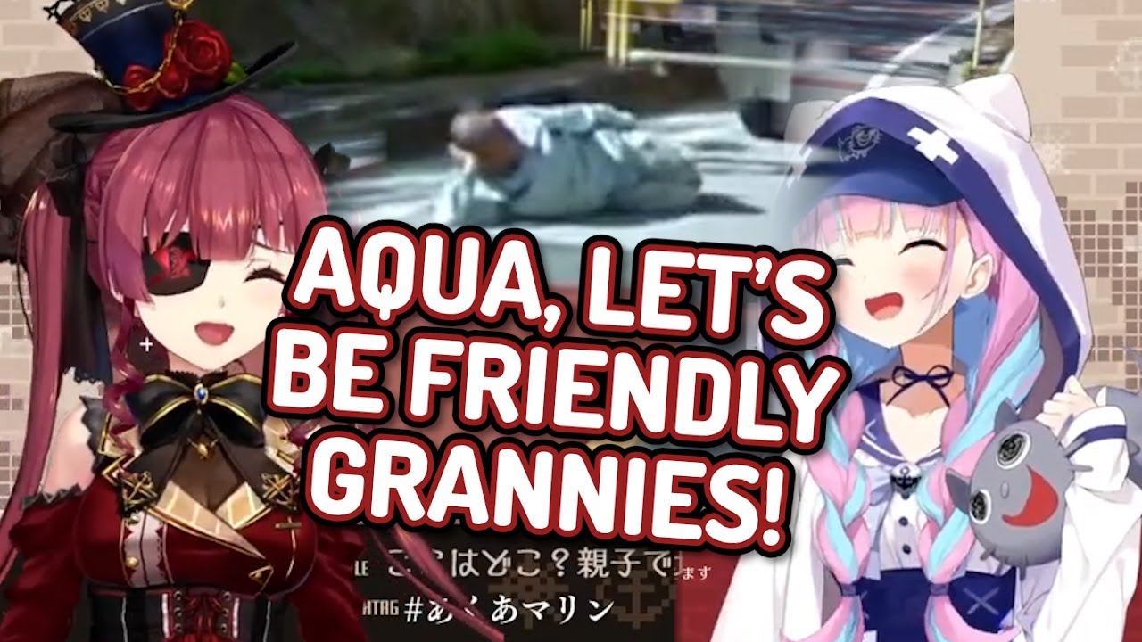 Marine really likes teasing socially awkward Aqu, forcing her to talk (geoguessr)