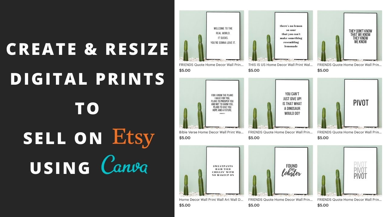 HOW TO CREATE & RESIZE DIGITAL PRINTS TO SELL ON ETSY | EASY CANVA