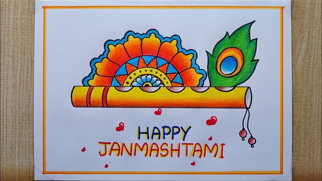 Happy janmashtami greetings with lord krishna sketch card design 27828426  Vector Art at Vecteezy