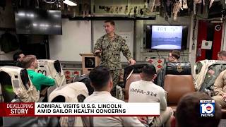 Top US commander visits aircraft carrier