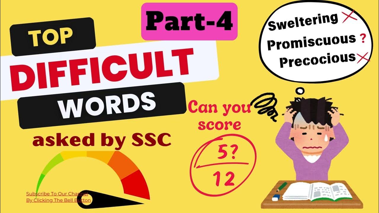 Top Difficult Words asked in SSC Exam Part 4 English Vocab Test Can
