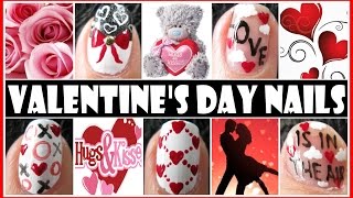 VALENTINE'S DAY NAIL ART DESIGNS - LOVE IS IN THE AIR NAIL TUTORIAL FREEHAND STEP BY STEP VDAY