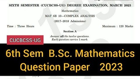COMPLEX ANALYSIS       |      6th Sem   B.Sc. Mathematics   Question Paper 2023 #calicut