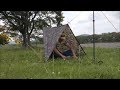 ポンチョで作るミニシェルター（＆小枝を自在にする方法）Poncho Shelter Set up & Guy Line Tensioners with Twig