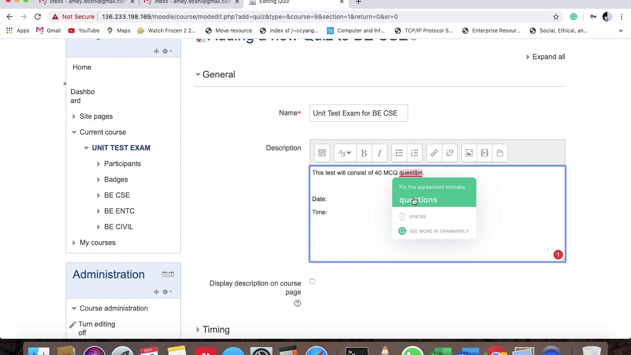 Moodle test creation - YouTube