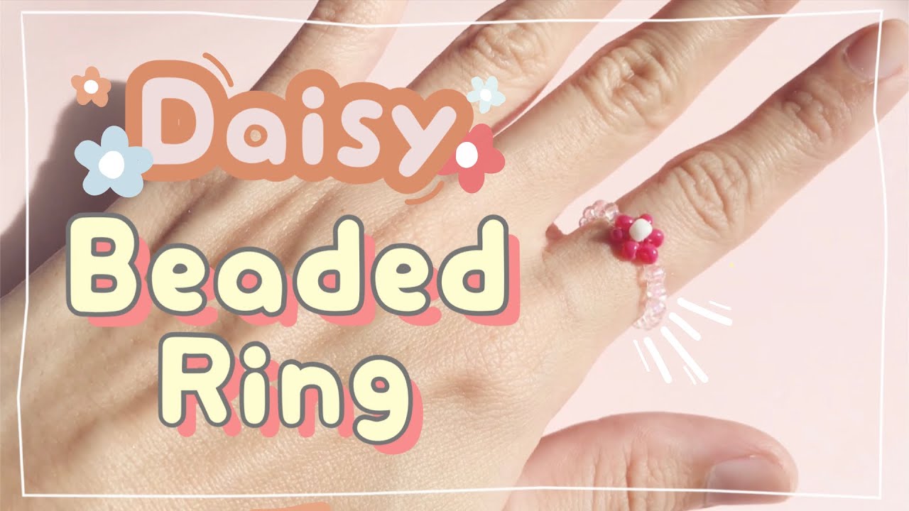 วิธีร้อยแหวนลูกปัดดอกไม้ Daisy ง่ายๆ สไตล์เกาหลี🌼: How to Make Daisy Flower Beaded Ring (Easy DIY)