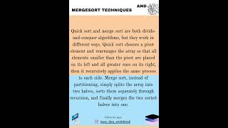 Difference Between Merge Sort and Quicksort #datastructures #quicksort #sortingalgorithm#mergesort