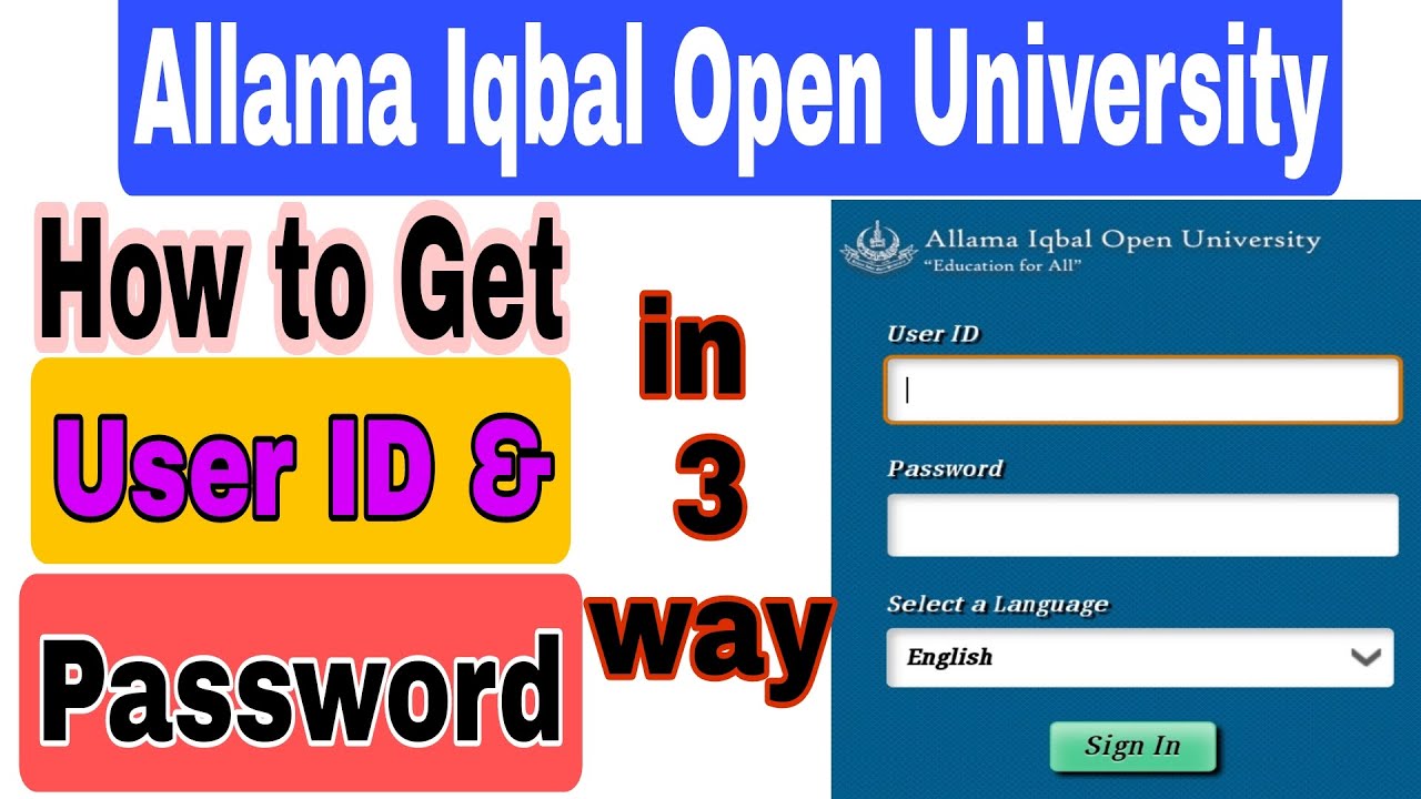 AIOU User ID and Password | How to Get AIOU User ID and Password | AIOU ...