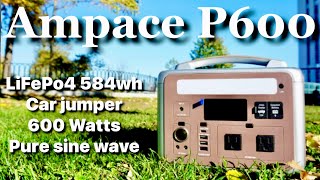AMPACE P600 Portable Power Station LiFePo4 584Wh Backup Battery LED Light | RV Home Outdoors Camping