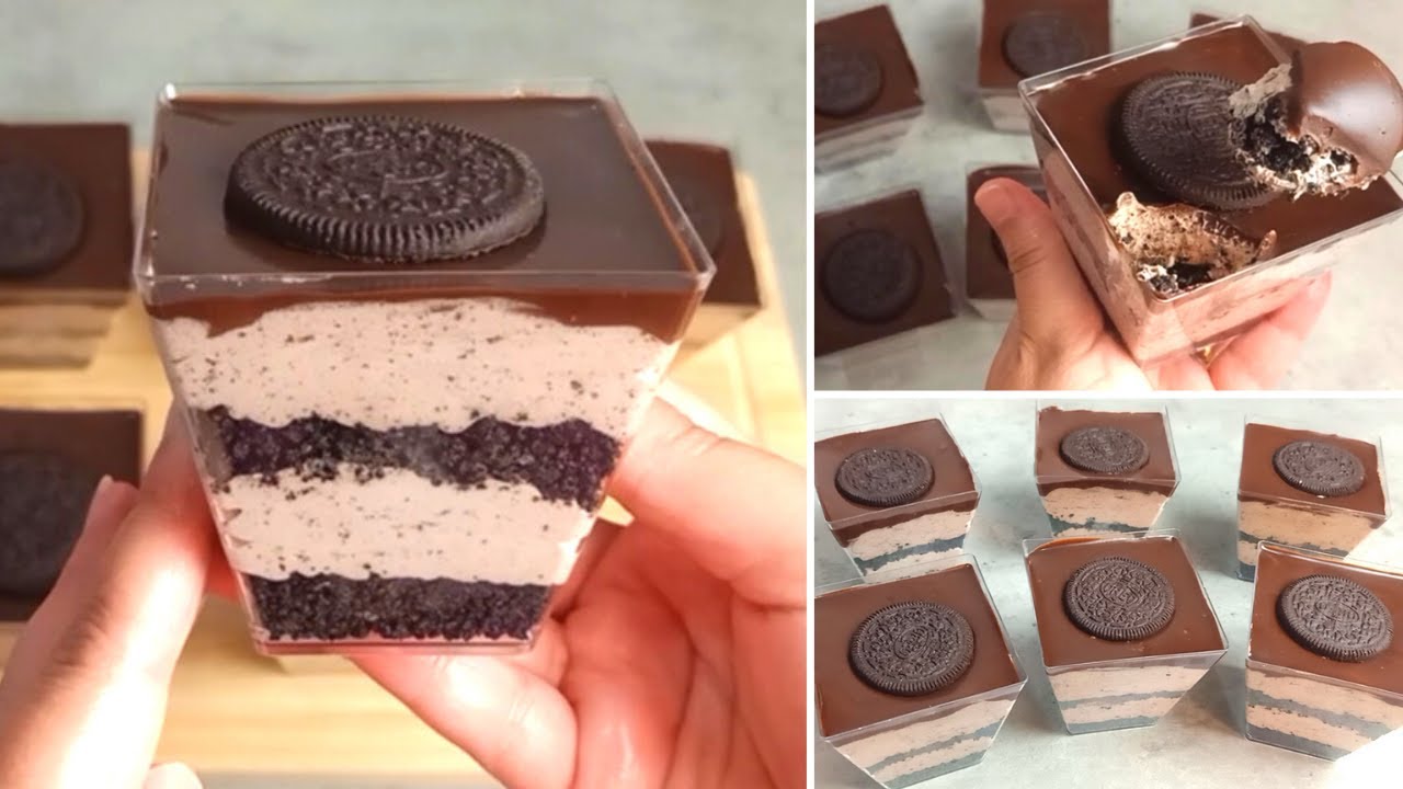 حلى كاسات الاوريو ،ألذ وأسهل وأسرع حلو بارد بدون فرن ولا بيض و يتحضر فى دقايق