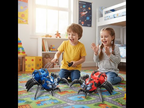 Іграшка павук на радіокеруванні інтерактивний робот тварина для дітей пульт керування пара світло звук рух, видео 1