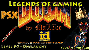 PSX Doom (GZDoom) 100% Walkthrough - Map 90 Onslaught