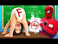 Superheroes VS kids! Who Killed Spider-Man? First day at school