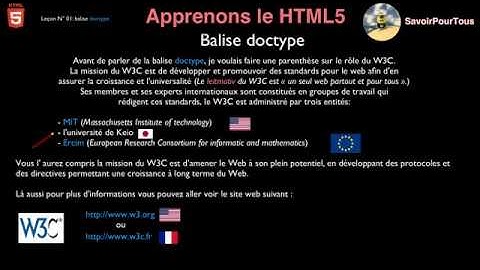 Leçon N° 01: balise doctype - Apprendre HTML5 - CSS3