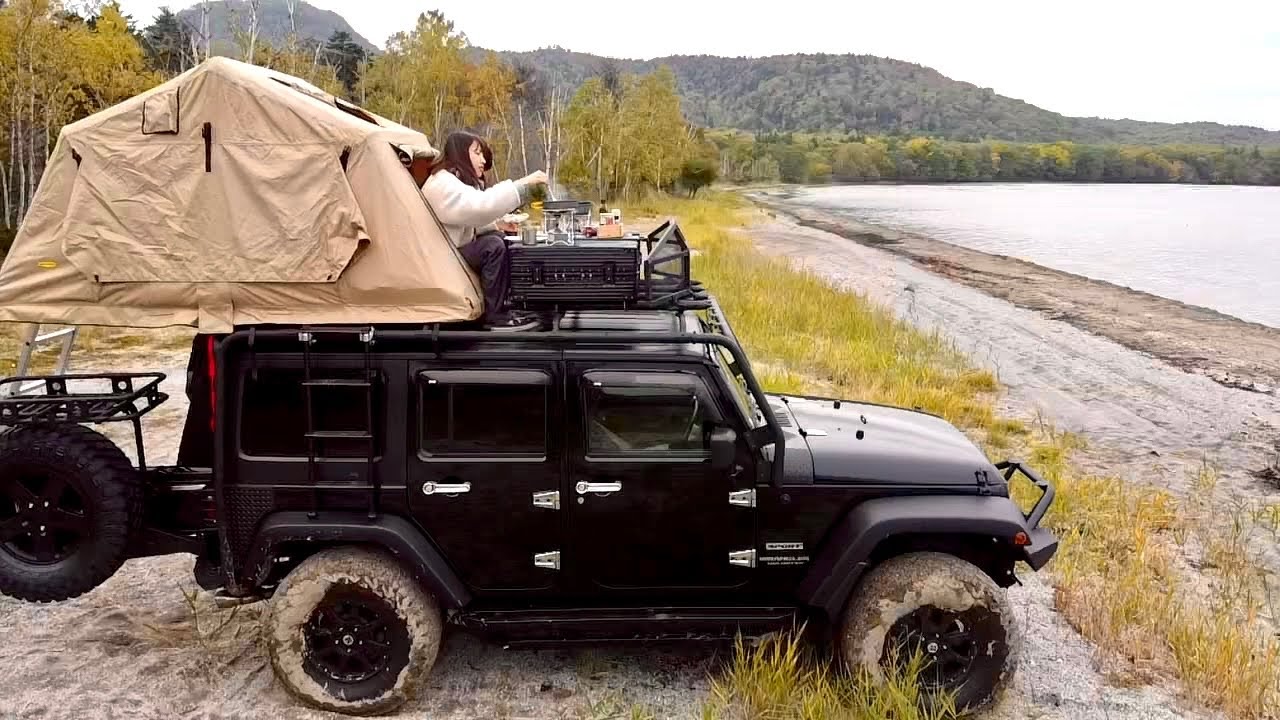 屈斜路湖のほとりでルーフテントキャンプしてきた【Jeep Wrangler