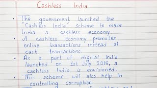 Write a short essay on Cashless India | 10 lines on Cashless India | English