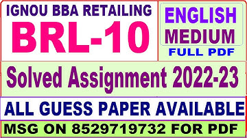 brl 10 solved assignment 2022-23 / brl 10 solved assignment in English / ignou bba solved