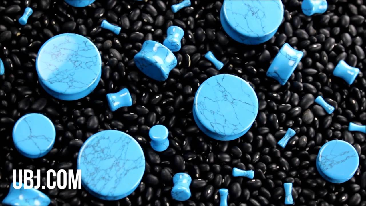 Turquoise Howlite Stone Double Flare Plugs (8G - 1 & 1/4" Inch) | UBJ.com
