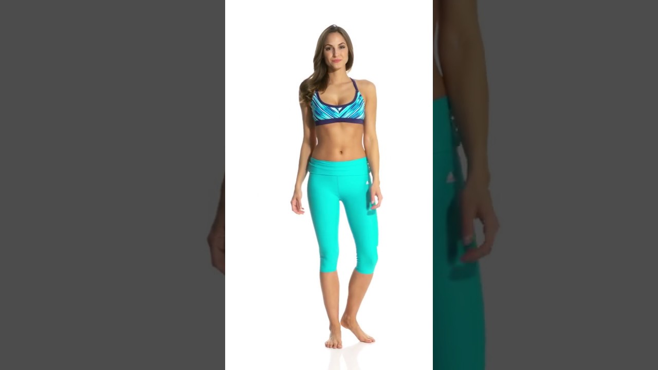 Adidas Women's Solid Roll Down Waist Capri Legging | SwimOutlet.com