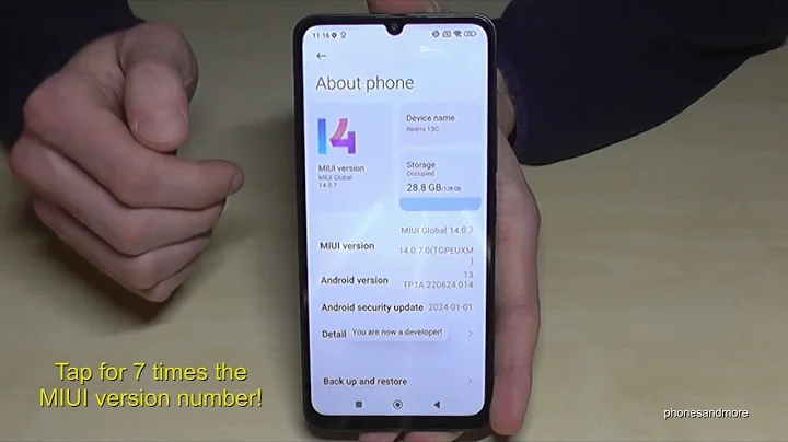 Redmi 13C:  How to enable the Developer Options? for USB Debugging etc.