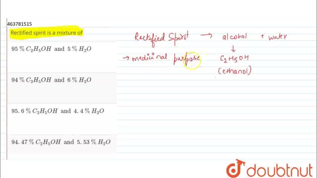 Rectified spirit is a mixture of CLASS 12 ALCOHOLS, PHENOLS AND