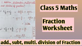 Fraction from Class 5th | Class 5th Fraction Worksheet | Fraction | Homeworkcorner