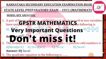 SSLC Mathematics PREPARATORY KEY ANSWERS||GPSTR PAPER-2 Maths Problems Solved|Tet Maths