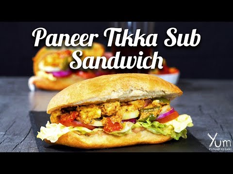 Paneer Tikka Sub Sandwich | Paneer Tikka Sub Sandwich Recipe
