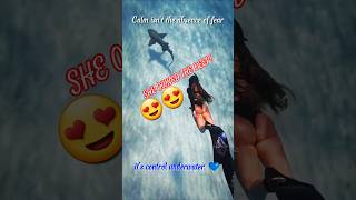 Fear ❌ Control ✅ | She Swam with 2 Sharks 😳🦈 #shorts #youtubeshorts #sea #shark