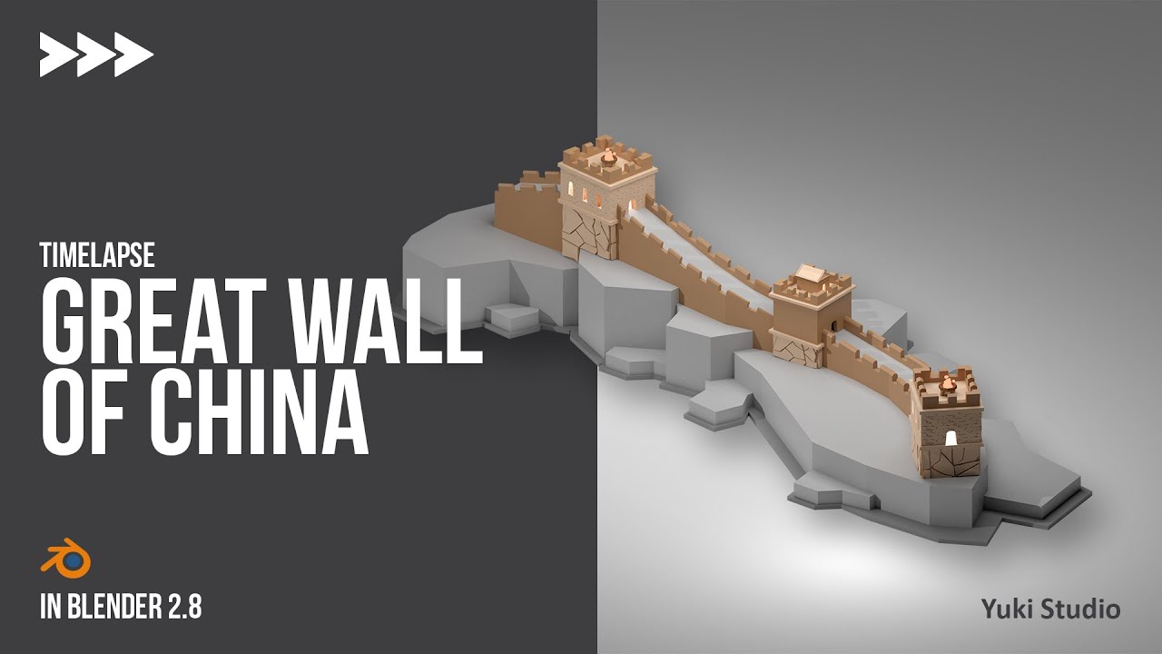 Great Wall of China in Blender 2.8 - Low Poly Timelapse