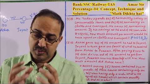 Percentage-04: Concept, Technique and Solution: Shortcut Tricks: By Amar Sir:Bank/SSC/Railway