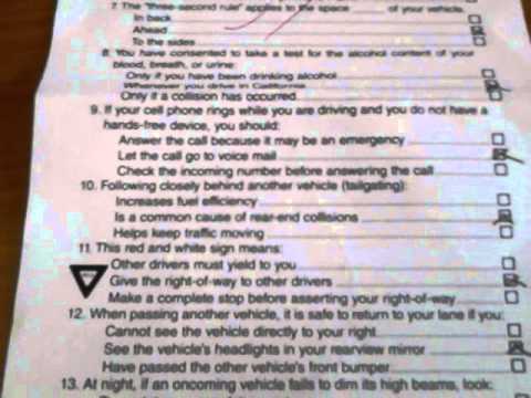 DMV WRITTEN TEST RENEW DRIVER LICENSE 18 QUESTIONS