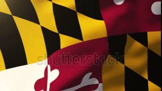 Maryland Flag Waving In The Wind. Looping Sun Rises Style. Animation Loop Stock Video By