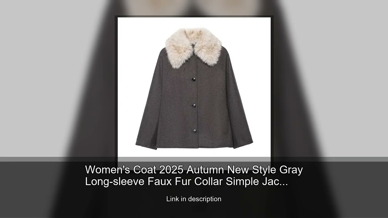 Women's Coat 2025 Autumn New Style Gray Long-sleeve Faux Fur Collar Simple Jacket Casual Fashio