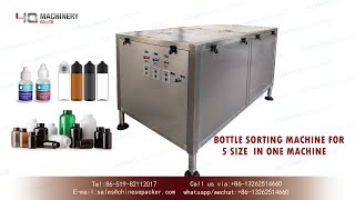 bottle sorting machine for 10 20 25 125 200ml| bottle unscrambler for 5 sizes