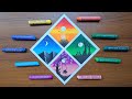 Day to Night Scenery Drawing | Step by Step Ttutorial | Easy Oil Pastel Landscape Art for Beginners